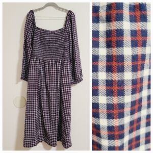 J. Crew Navy and Red Plaid Dress